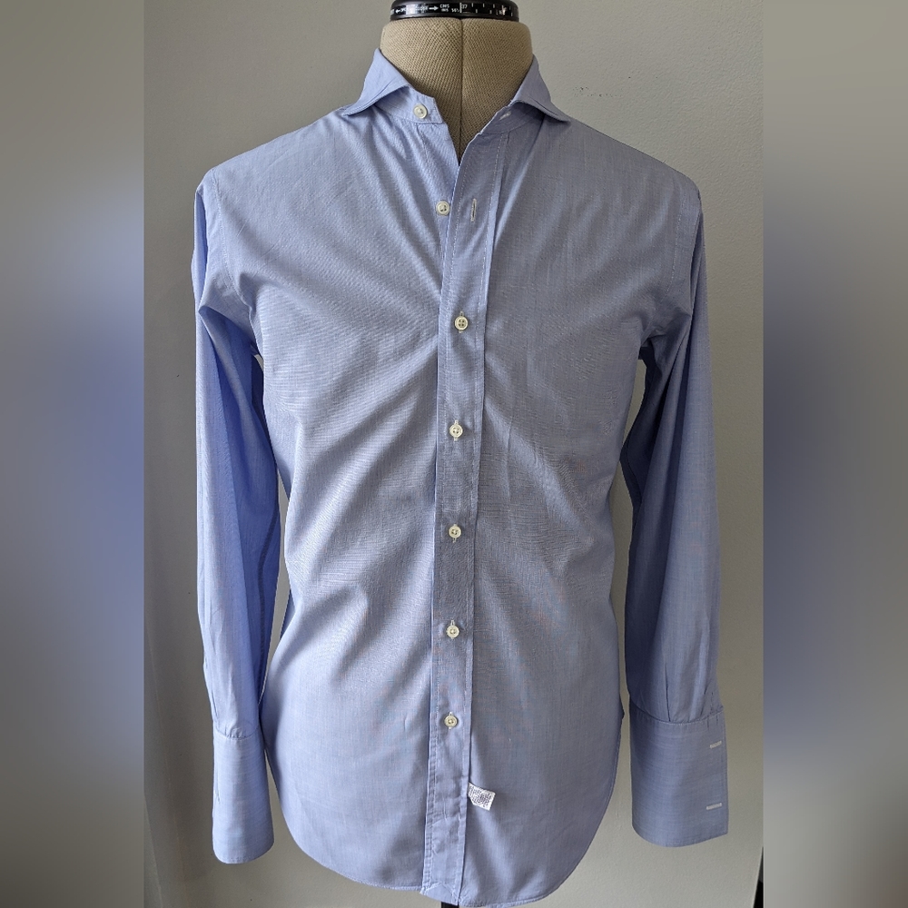 Vintage Polo Ralph Lauren Blue Sea Cotton French Cuff Button Down 15/33